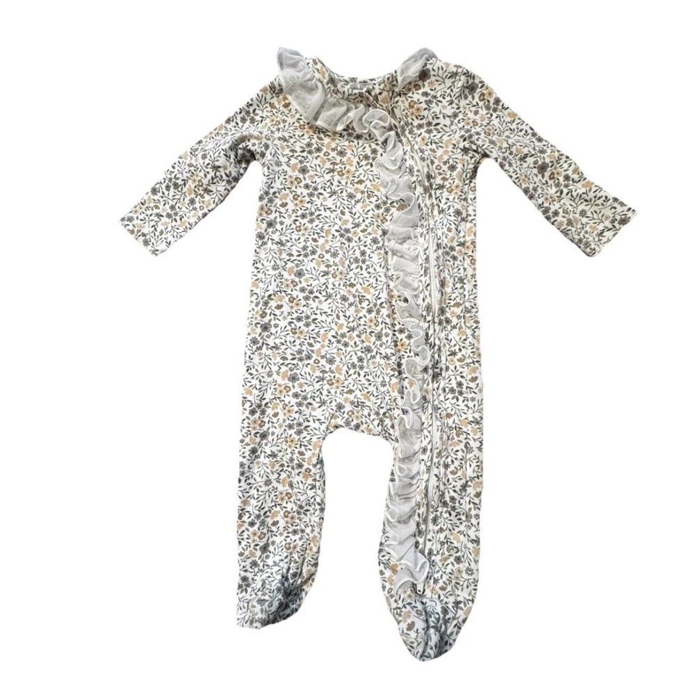 Babygirl Baby Essentials Floral Lace Ruffle Footie Outfit W Headband Sz 9 Months